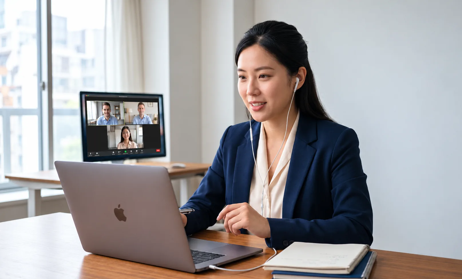 Consultant on a video call with clients